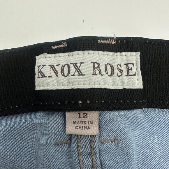 Knox Rose Distressed Bootcut Raw Hem Women's size 12 Medium Wash Blue Denim jean - Picture 3 of 5